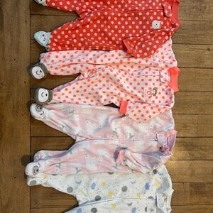 Bundle of 4 Carter's Footie Pajamas with Adorable Foot Art